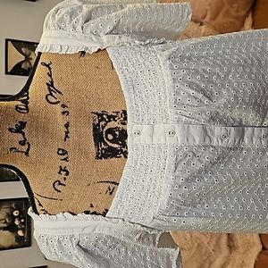 Super Cute Button Down Eyelet Top